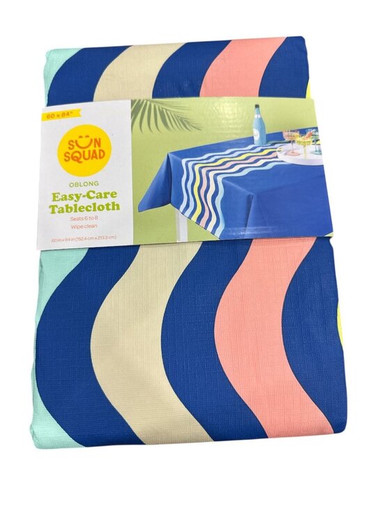 Sun Squad Other - Sun Squad Easy-Care Oblong Tablecloth 60" X 84" Seats 6-8 Wipe-Clean Multicolor